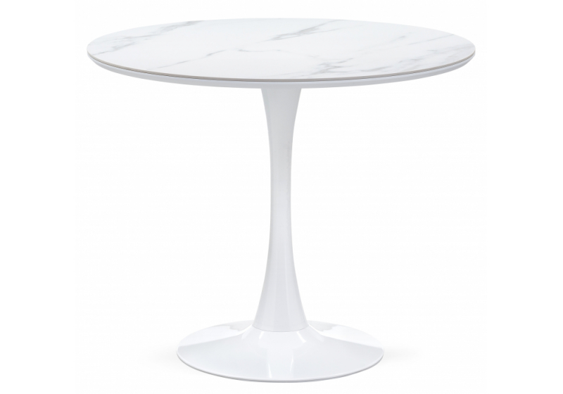 Керамический стол Тулип 90х74 белый мрамор / белый. 