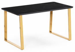 Керамический стол Селена 2 160х90 черный мрамор / золото (90x77)