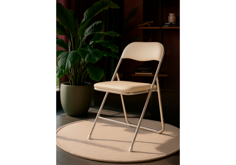 Стул на металлокаркасе Fold 1 складной beige / chrome (43x40x77)